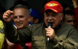 Le président de l'Assemblée constituante, Diosdado Cabello, fidèle de Nicolas Maduro, prononce un discours près de la frontière avec la Colombie, le 24 février 2019 à San Antonio del Tachira (Venezuela)