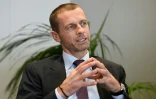 Le président de l'UEFA, Aleksander Ceferin avant la signature d'un accord de coopération entre l'UEFA et la Commission européenne au siège de l'UE à Bruxelles, le 21 février 2018