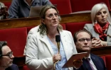 Perrine Goulet, députée des Démocrates, prend la parole lors d'une séance de questions au gouvernement à l'Assemblée nationale, à Paris, le 24 mars 2026