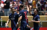 Les joueurs du PSG célèbrent l'ouverture du score contre l'Atletico Madrid signée Fabian Ruiz en Coupe du monde des clubs, le 15 juin 2025 au Rose Bowl de Pasadena 