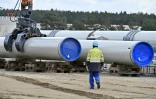 Le chantier de construction du gazoduc Nord Stream 2, le 26 mars 2019 Ă Lubmin, dans le nord-est de l'Allemagne