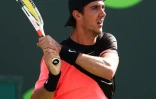 L'Australien Thanasi Kokkinakis face au Suisse Roger Federer lors du 2e tour du tournoi de Miami, le 24 mars 2017