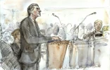 Croquis d'audience représentant l'ex-ministre du Budget Jérôme Cahuzac lors de son procès, le 5 septembre 2016 à Paris