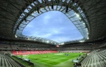 Le stade de l'Allianz Riviera, le 16 mai 2021 à Nice, avant le match de Ligue 1 contre Strasbourg, où se déroulera, à huis clos, le prochain match des Aiglons face à Bordeaux, le 28 août 2021 