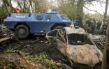 Un "VBRG", véhicule blindé à roue de la gendarmerie à Notre-Dame-des-Landes, le 15 avril 2018