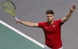 Le Serbe Miomir Kecmanovic après sa victoire contre le Britannique Jack Draper, en quart de finale de Coupe Davis, le 23 novembre 2023 à Malaga