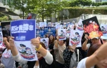 Rassemblement appelant la police de Hong Kong à rétablir l'ordre devant le conseil législatif (parlement) de Hong Kong le 16 novembre 2019