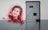 Graff de l'artiste C215 représentant Simone Veil à la prison de Fresnes le 3 juillet 2020