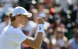L'Italien Jannik Sinner après sa victoire contre le Français Quentin Halys à Wimbledon, le 7 juillet 2023