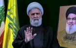 Une image tirée de la diffusion par la chaîne du Hezbollah's Al-Manar TV d'un discours enregistré du nouveau chef du Hezbollah, Naim Qassem, le 6 novembre 2024