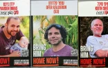 Les trois otages à Gaza devant être libérés samedi: Yarden Bibas (G), Ofer Kalderon et Keith Siegel (D). Montage réalisé le 31 janvier 2025