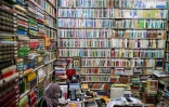 Une étudiante dans une librairie du Bazar ourdou, dans le centre historique de New Delhi, le 22 octobre 2024 en Inde