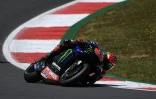 Le pilote français Fabio Quartararo, au guidon de sa Yamaha, lors du Grand Prix MotoGP du Portugal, le 18 avril 2021 sur le ciruit international d'Algarve à Portimao