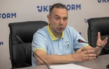Vadym Gutzeit, ministre ukrainien des Sports, tient une conférence de presse le 27 juillet 2023 à Kiev