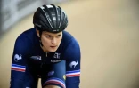 La Française Virginie Cueff lors d'une séance d'entraînement au vélodrome de Saint-Quentin-en-Yvelines, le 6 janvier 2016