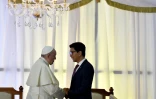 Le pape François et le président malgache Andry Rajoelina au palais présidentiel d'Antananarivo, le 7 septembre 2019