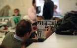 Une affichette faisant état de la liquidation de la chaine, effective le 12 avril 1992 après six années de diffusion