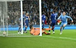 La joie du milieu de terrain Phil Foden, après avoir marqué le 3e but pour Manchester City face au Real Madrid, lors de leur demi-finale aller de la Ligue des Champions, le 26 avril 2022 à l'Etihad Stadium