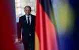 Le chancelier allemand Olaf Scholz s'apprête à faire une déclaration sur l'Ukraine au siège de la chancellerie, à Berlin, le 3 avril 2022