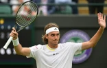 Le Grec Stefanos Tsitsipas facile vainqueur de l'Australien Jordan Thompson au 2e tour de Wimbledon, le 30 juin 2022 à Londres