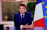 Le président Emmanuel Macron lors d'une allocution télévisée à l'Elysée, le 17 avril 2023 à Paris