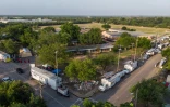 Vue aérienne de l'école primaire Robb à Uvalde, au Texas, le 28 mai 2022