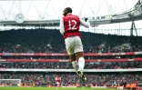 L'attaquant français Thierry Henry après un but avec Arsenal contre Blackburn, le 4 février 2012 à l'Emirates Stadium
