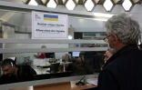 Le bureau d'enregistrement pour les personnes ayant fui l'Ukraine, le 24 mars 2022 à Nice (sud de la France) 