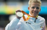 La Belge Marieke Vervoort, le 10 septembre lors des Jeux paralympiques de Rio avec sa médaille d'argent sur 400 m 