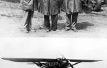 Photos de mai 1930 montrant Jean Dabry (gauche), Jean Mermoz (centre) et Léopold Gimié (droite) avant leur traversée de l'Atlantique Sud avec l'hydravion "Comte de la Vaulx"