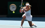 Paula Badosa face à la Serbe Olga Danilovic en huitième de finale de l'Open d'Australie, à Melbourne, le 19 janvier 2025