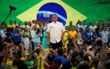 Le président d'extrême droite brésilien Jair Bolsonaro lors d'un meeting à Rio, le 24 juillet 2022