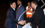 Le secrétaire d'Etat américain Marco Rubio s'apprête à prendre l'avion pour Jeddah, en Arabie saoudite, où doivent se dérouler des discussions avec des responsables ukrainiens, le 9 mars 2025 sur la base aérienne de Homestead, en Floride