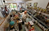 Le généticien et "sculpteur d'arômes" Michael Moisseeff en pleine expérience dans son laboratoire chez lui à Montegut-Lauragais (près de Toulouse), le 29 juillet 2020