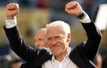 Le sélectionneur des Bleus Didier Deschamps affiche son bçonheur après la victoire sur le Maroc en quart de finale du Mondial, le 9 juillet 2026 à Foxboro