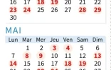 Calendrier des jours de grève de la SNCF