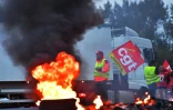 Blocage d'un rond-point par des routiers à Donges (Loire-Atlantique), le 25 septembre 2017
