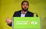 Ignacio Garriga du parti Vox s'exprime après les élections en Catalogne, le 14 février 2021