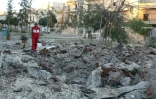 Les ruines d'une unité médicale après un bombardement aérien mené sur un quartier contrôlé par les  rebelles, près d'Alep, le 1er octobre 2016