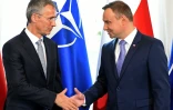Le Secrétaire général de l'Otan Jens Stoltenberg et le président polonais Andrzej Duda  le 7 juillet 2016 à Varsovie