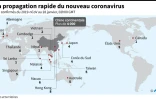 Carte montrant les pays et territoires où des cas du virus chinois ont été confirmés
