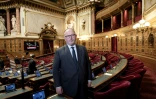 Le sénateur LR Laurent Duplomb au Sénat à Paris le 11 février 2025