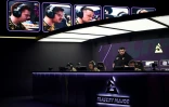 Des joueurs de l'équipe française Vitality lors de la finale du Major Counter-Strike:GO, l’une des plus prestigieuses compétitions e-sport dans le jeu vidéo, le 21 mai 2023 à l’Accor Arena de Paris-Bercy