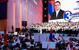 Les soutiens de l'homme d'affaires russo-arménien Samvel Karapetyan lors d'un meeting de campagne le 3 juin 2026 à Erevan en Arménie