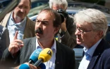Philippe Martinez (CGT et Jean-Claude Mailly (FO) après leur rencontre avec le ministre de l'Intérieur Bernard Cazeneuve le 22 juin 2016 à Paris