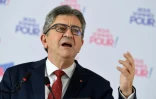 Jean-Luc Mélenchon lors d'une conférence de presse de voeux, le 14 janvier 2021 à Paris