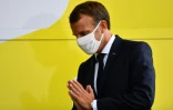 Le président Emmanuel Macron à l'arrivée de la 17e étape du Tour de France, à Méribel, le 16 septembre 2020 