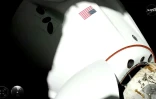 Image tirée d'une diffusion en direct de Nasa montrant l'équipage Crew-12 s'approchant de la Station spatiale internationale (ISS), le 14 février 2026
