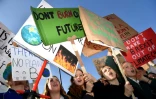 Des collégiens et lycéens manifestent pour le climat devant le Parlement à Londres, le 15 février 2019