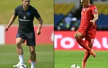 L'attaquant anglais Harry Kane (g) et le milieu tunisien Wahbi Khazri 